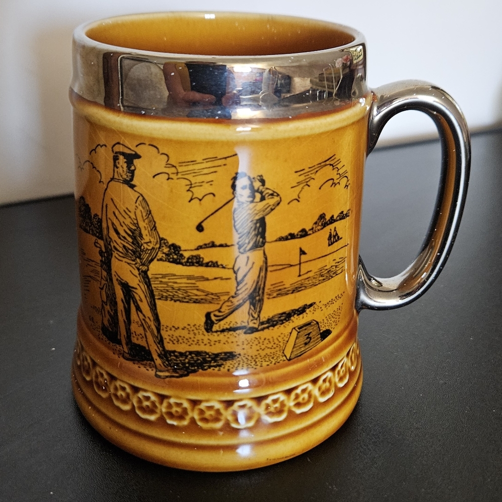 Lord Nelson Pottery England Golf Motif Coffee Beer Mug